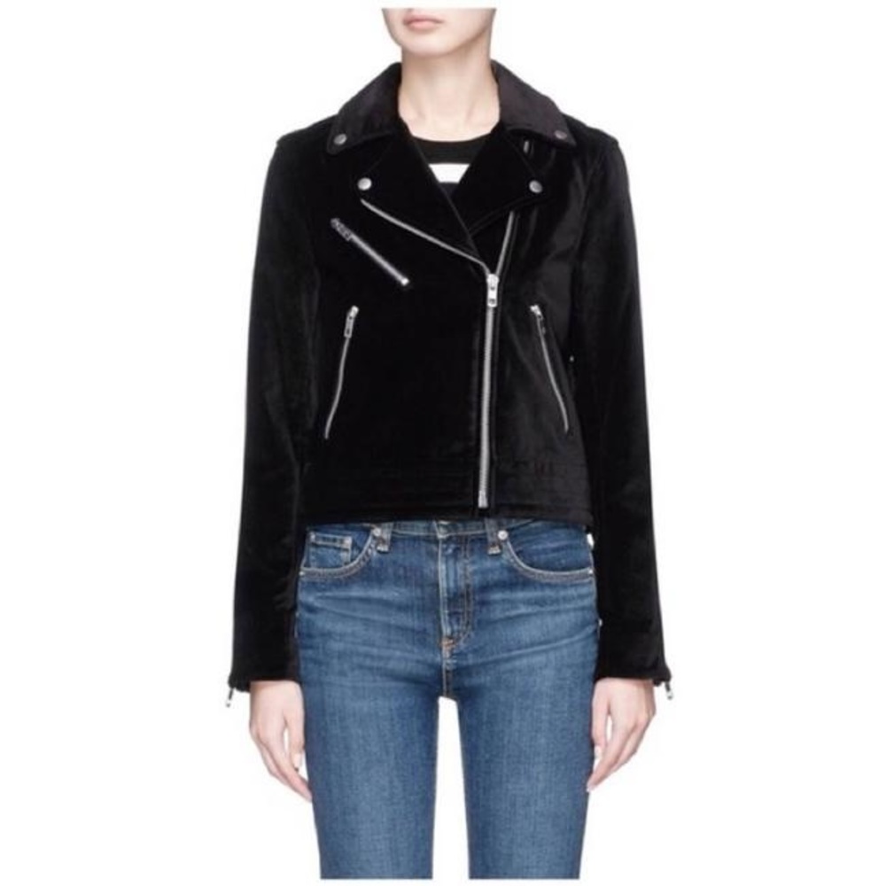 Rag & Bone Black Velvet Mercer Velvet Moto Jacket - Picture 6 of 6